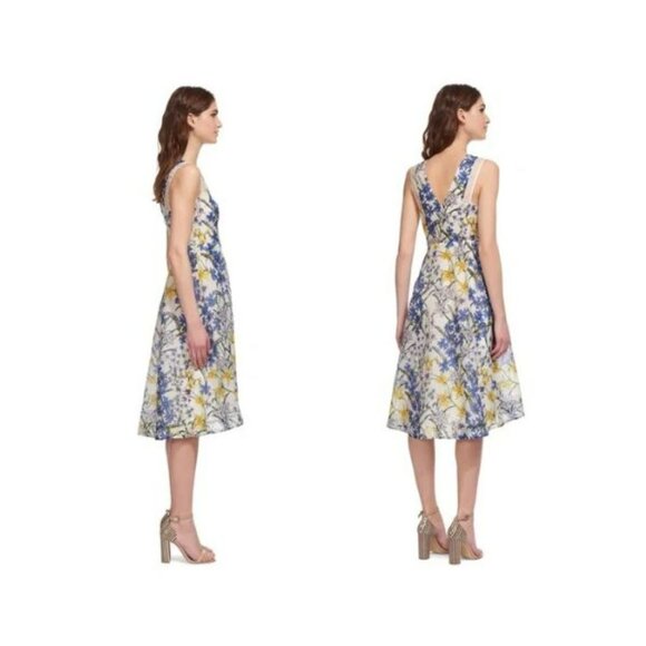 Whistles Bluebell Print Organza Dress Size 0 - Picture 2 of 9